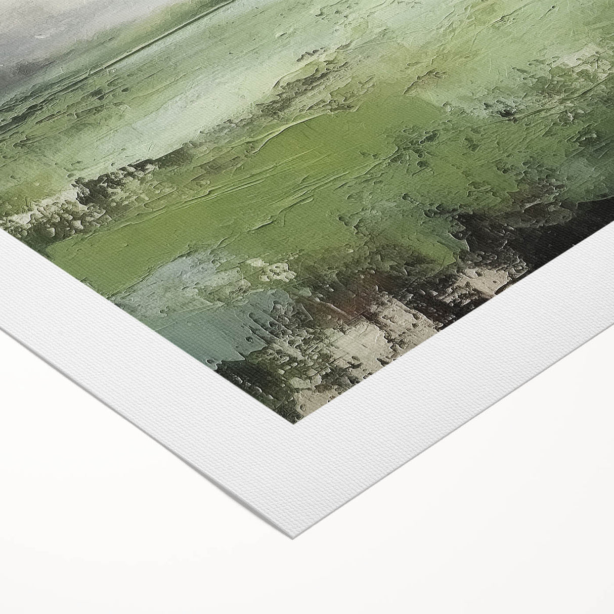 Abstract landscape wall art on rolled canvas, showcasing vibrant hues of blue, green, and gold, ideal for modern home decor. Perfectly packaged for easy display.