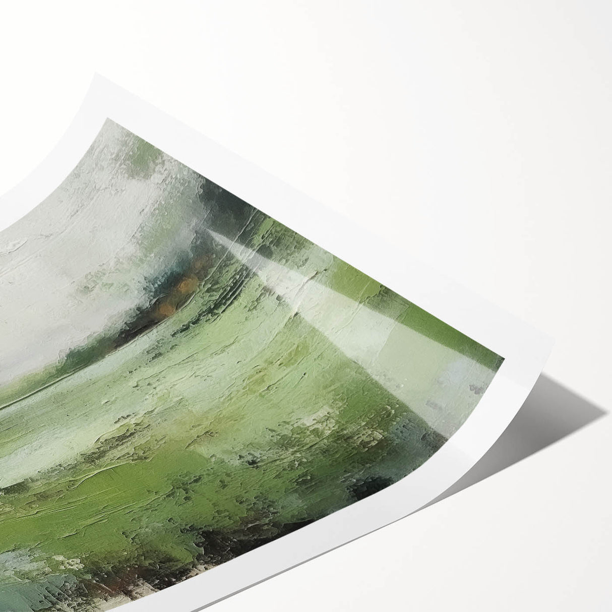 Abstract landscape wall art print showcasing vibrant colors and fluid shapes, rolled and ready for display. Perfect for modern home decor.