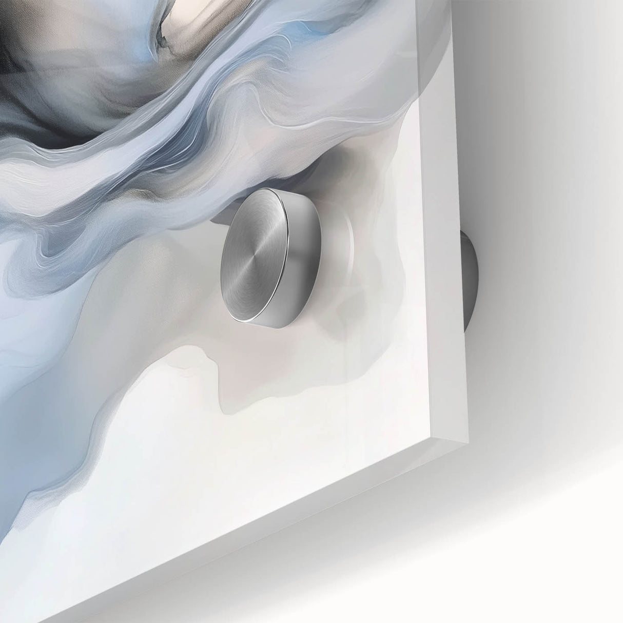 Minimalist Abstract Wall Art – Cloud Bloom in Gray, Blue & White