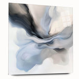 Minimalist Abstract Wall Art – Cloud Bloom in Gray, Blue & White