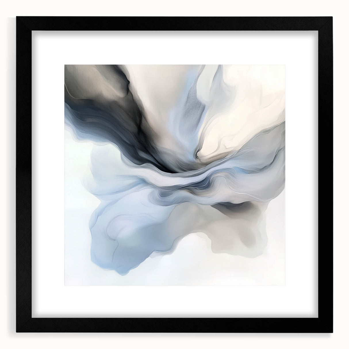 Minimalist Abstract Wall Art – Cloud Bloom in Gray, Blue & White