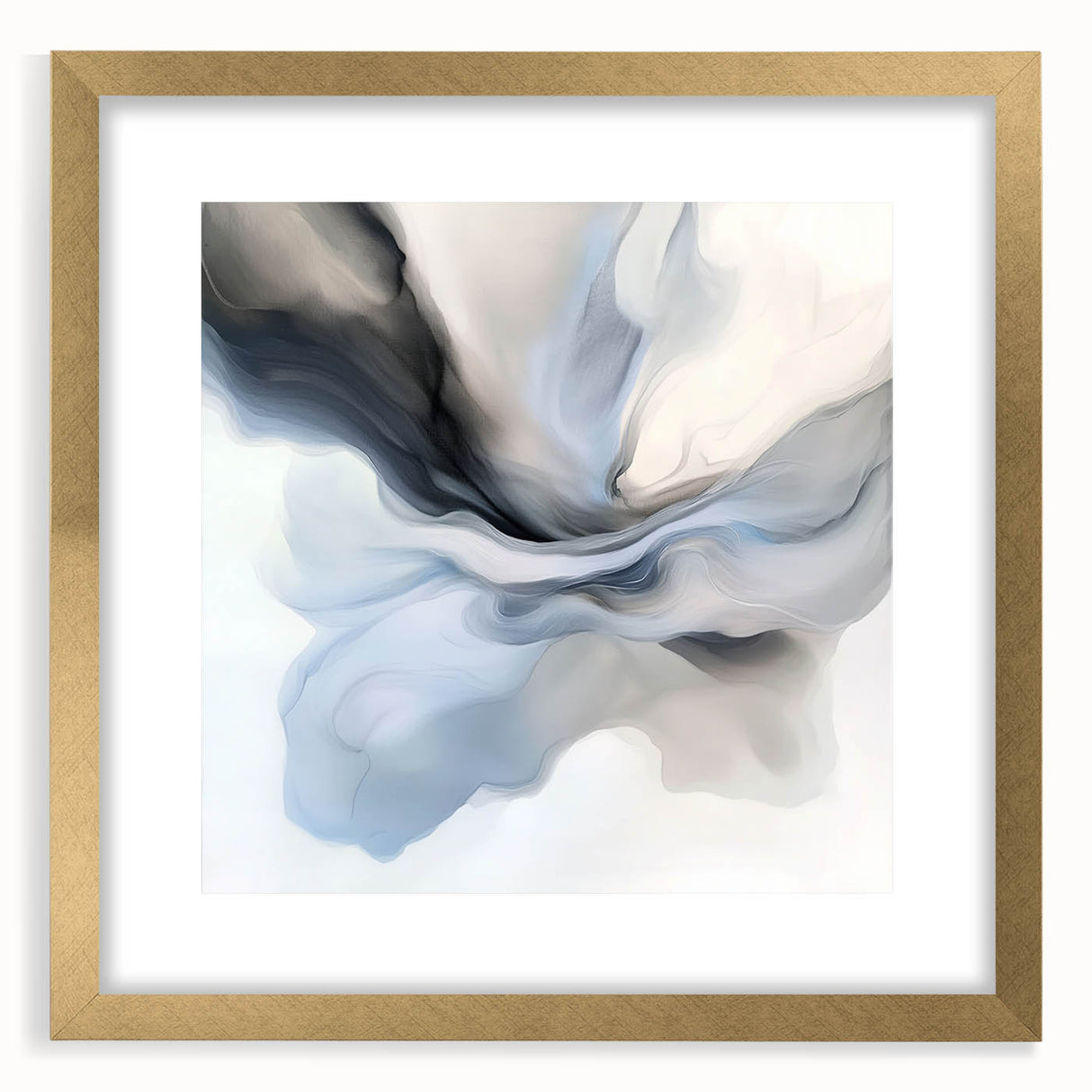 Minimalist Abstract Wall Art – Cloud Bloom in Gray, Blue & White