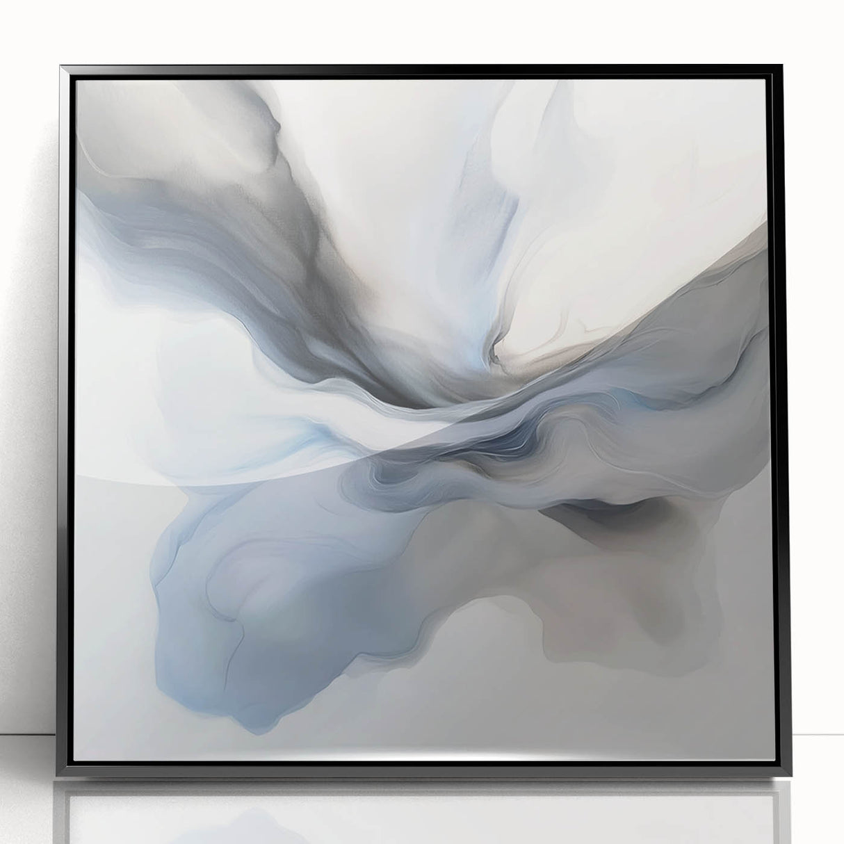 Minimalist Abstract Wall Art – Cloud Bloom in Gray, Blue & White