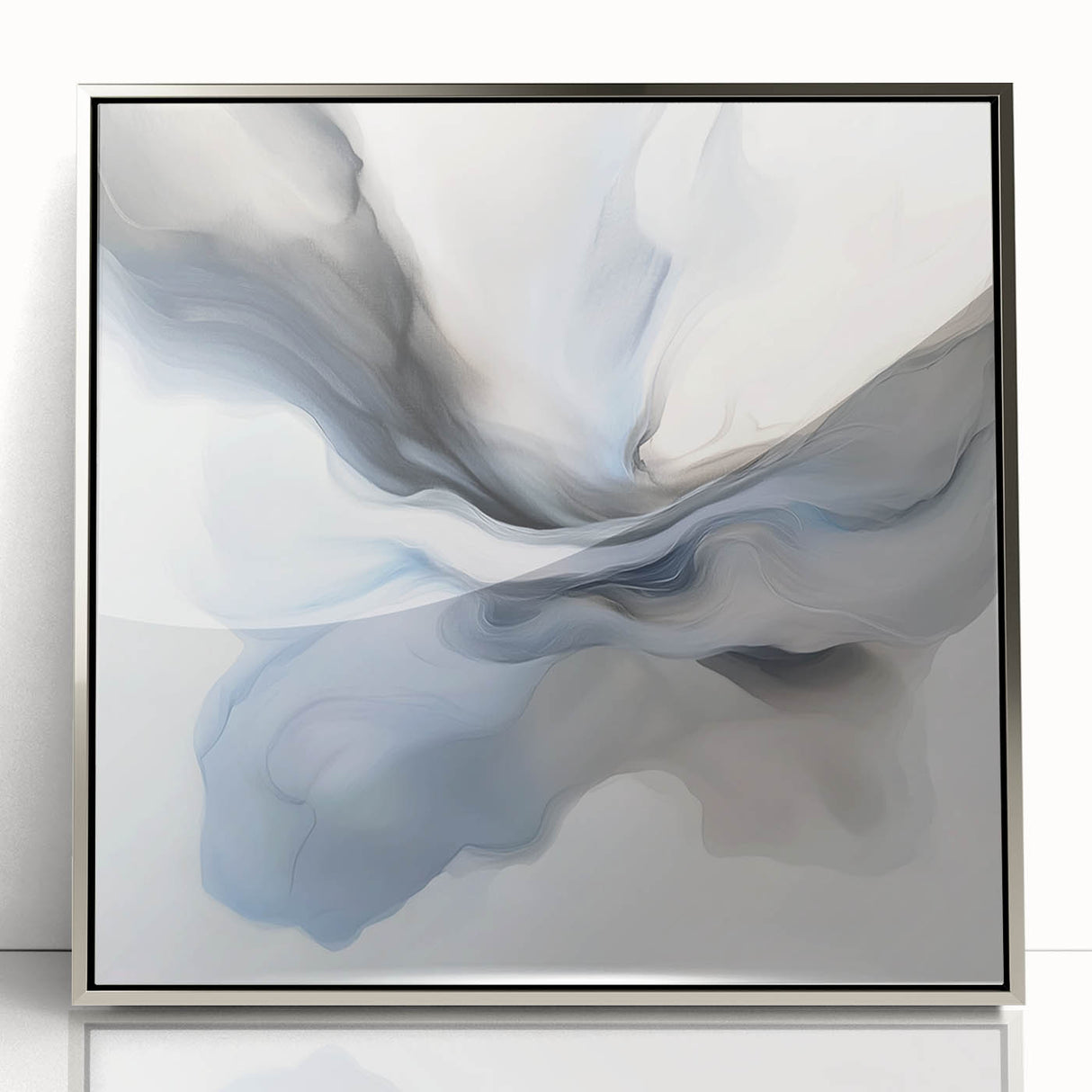 Minimalist Abstract Wall Art – Cloud Bloom in Gray, Blue & White