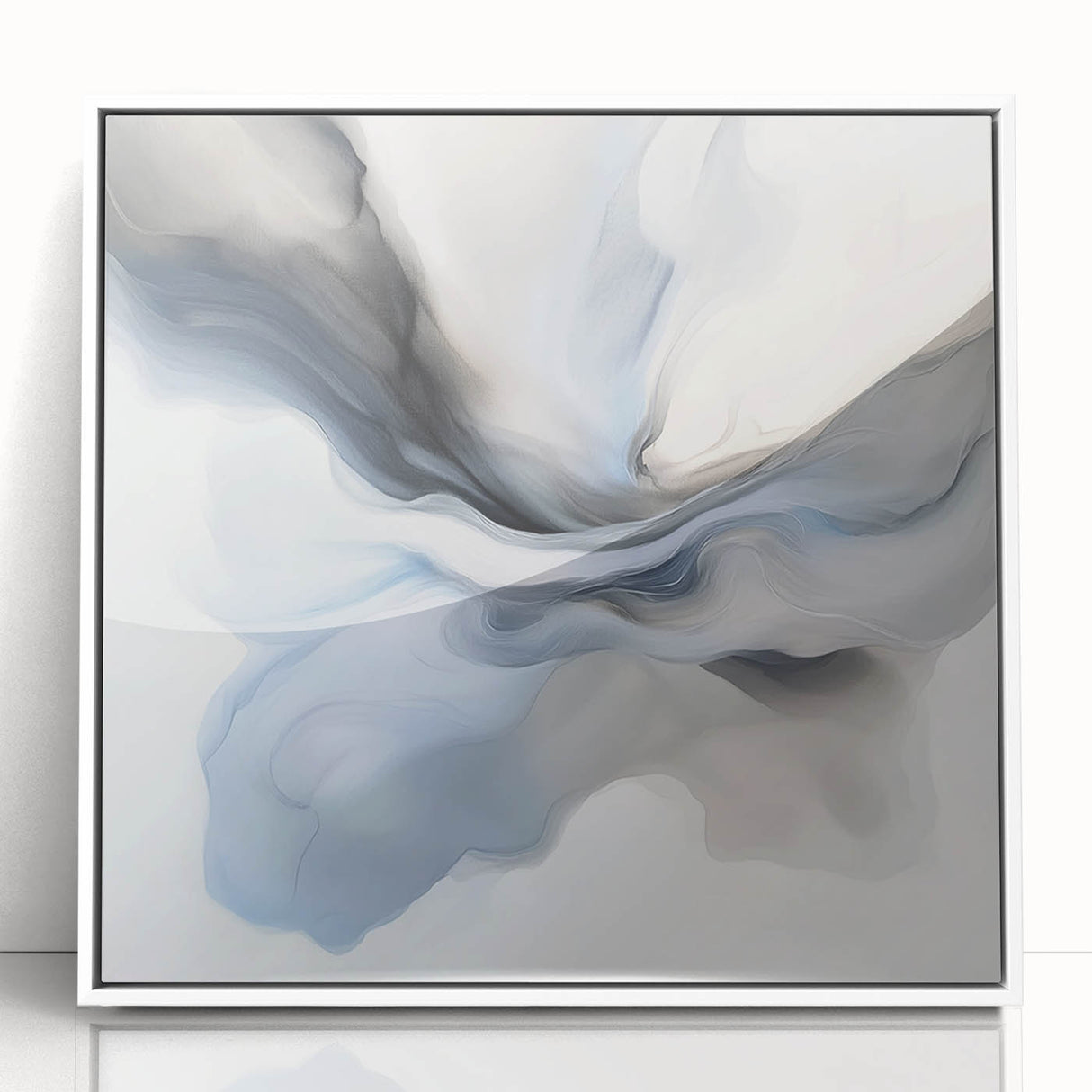Minimalist Abstract Wall Art – Cloud Bloom in Gray, Blue & White