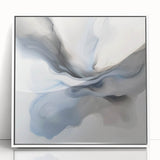 Minimalist Abstract Wall Art – Cloud Bloom in Gray, Blue & White