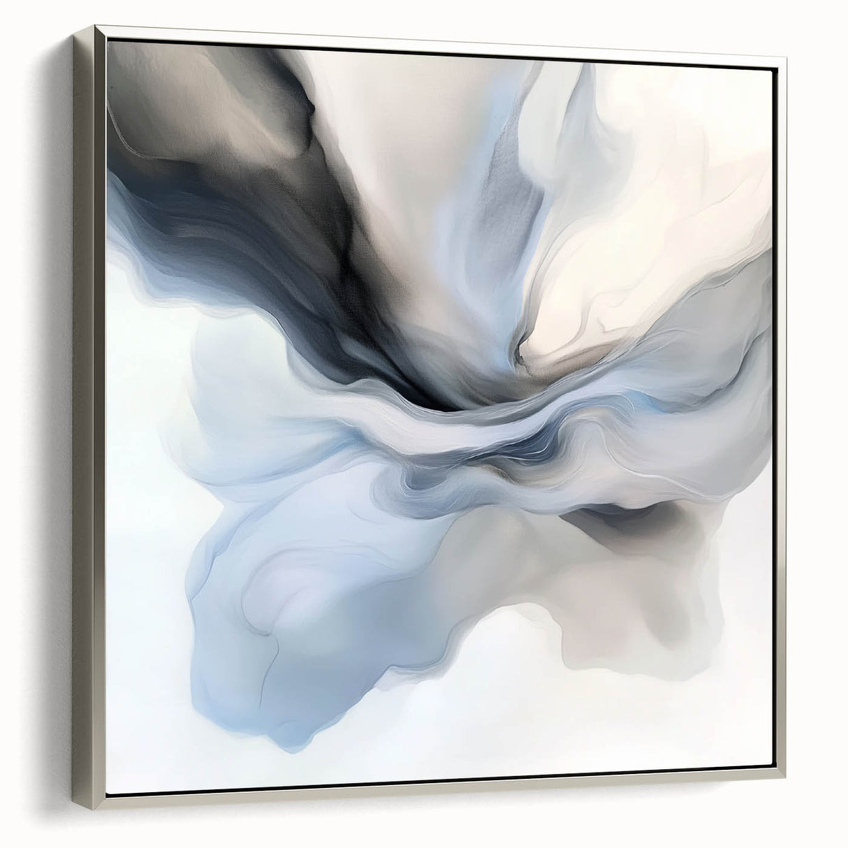 Minimalist Abstract Wall Art – Cloud Bloom in Gray, Blue & White