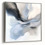 Minimalist Abstract Wall Art – Cloud Bloom in Gray, Blue & White