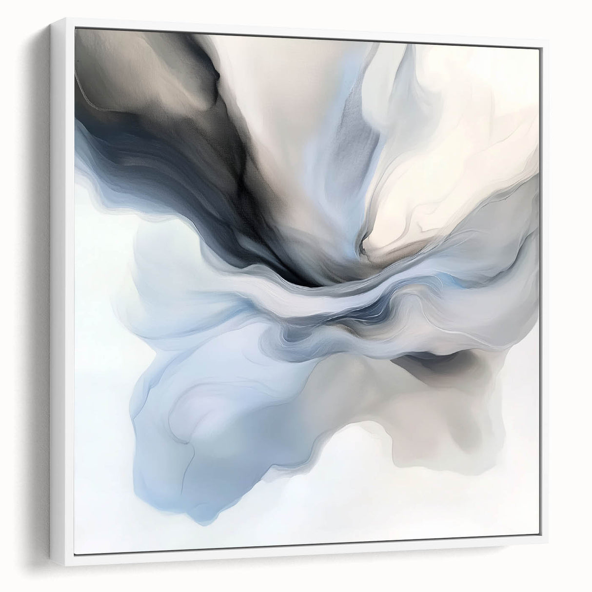 Minimalist Abstract Wall Art – Cloud Bloom in Gray, Blue & White