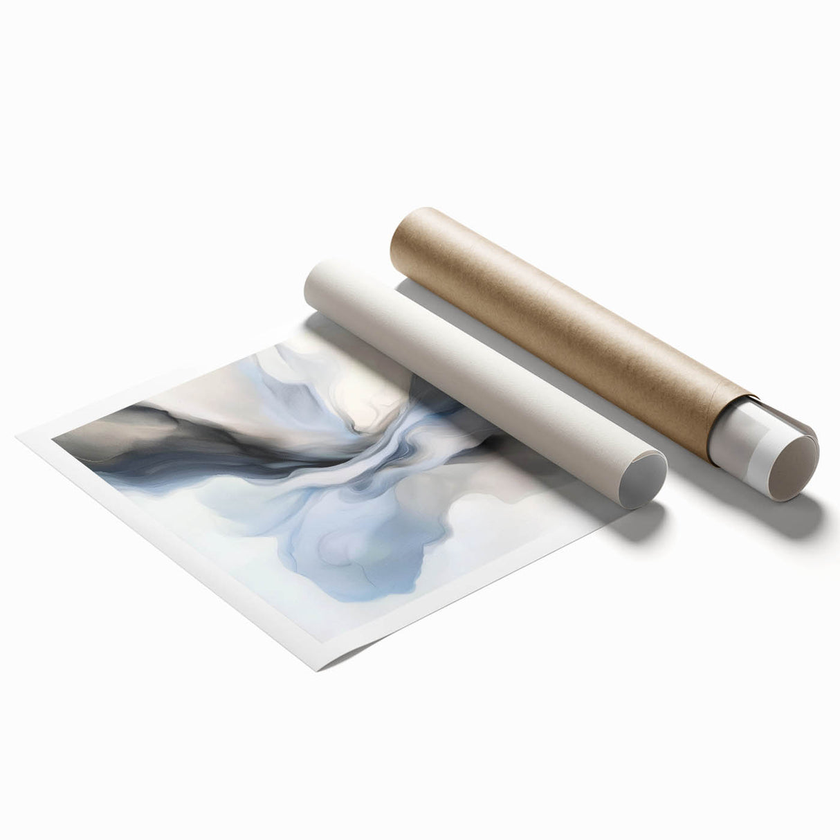 Minimalist Abstract Wall Art – Cloud Bloom in Gray, Blue & White