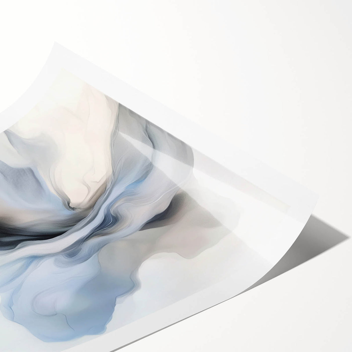 Minimalist Abstract Wall Art – Cloud Bloom in Gray, Blue & White