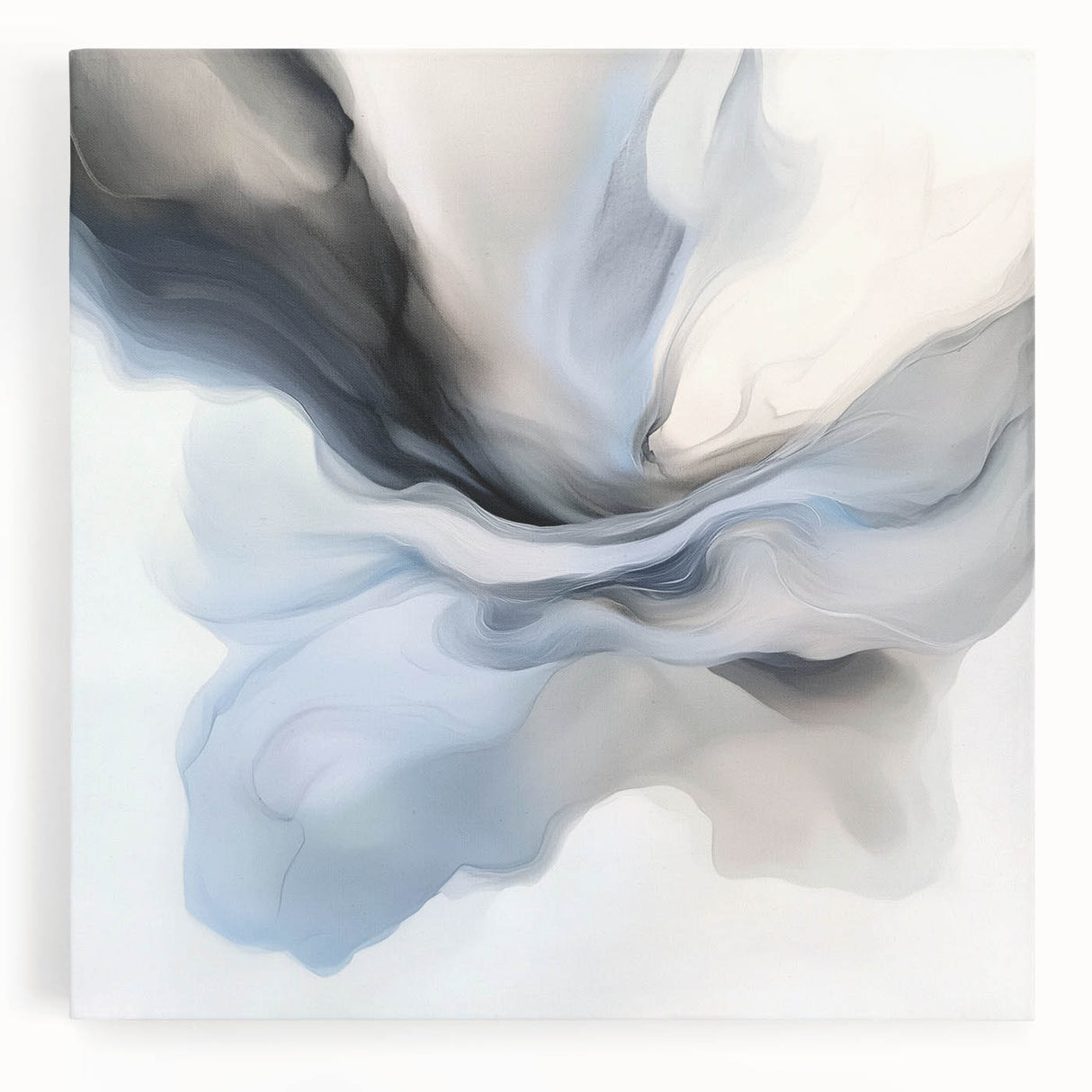 Minimalist Abstract Wall Art – Cloud Bloom in Gray, Blue & White
