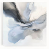 Minimalist Abstract Wall Art – Cloud Bloom in Gray, Blue & White