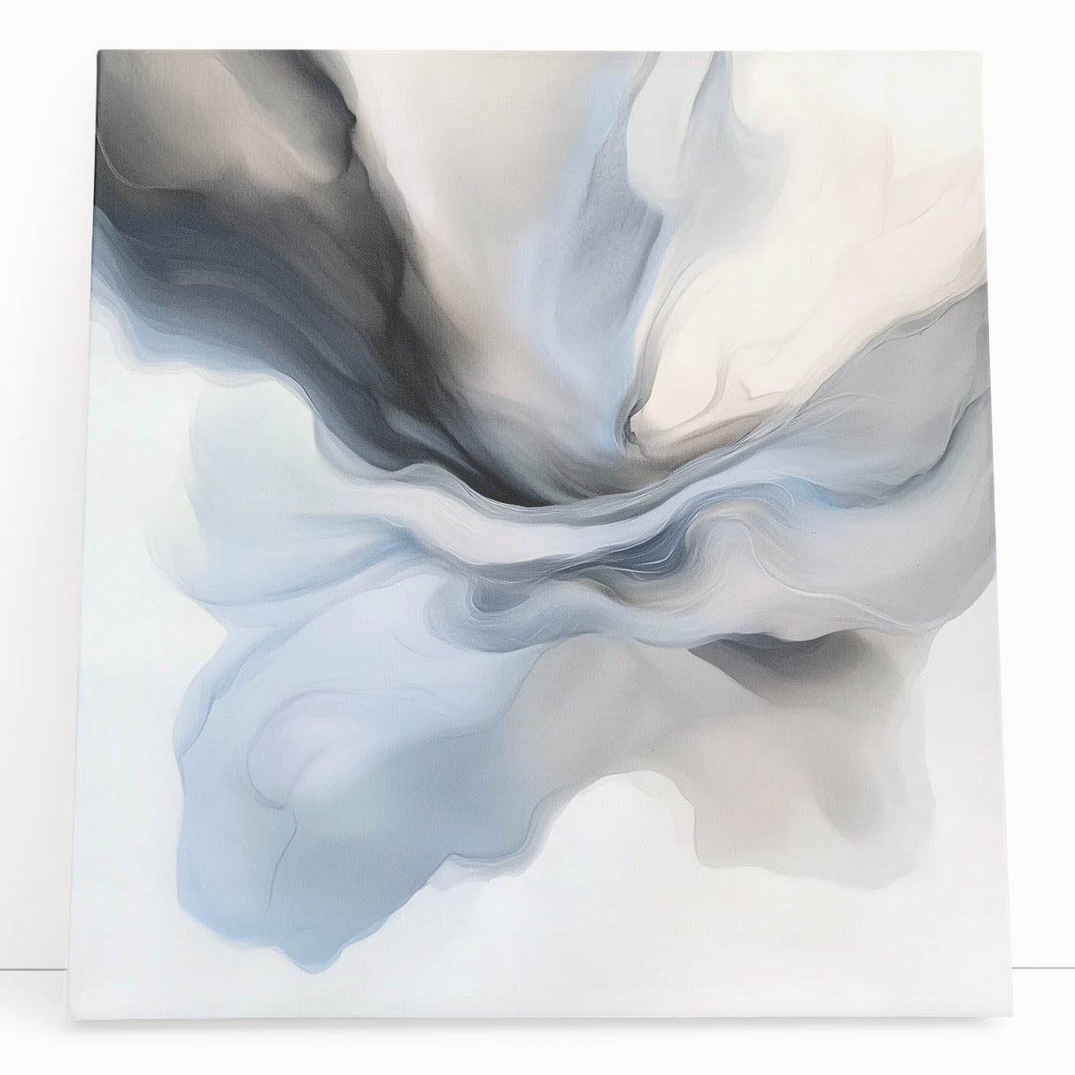 Minimalist Abstract Wall Art – Cloud Bloom in Gray, Blue & White