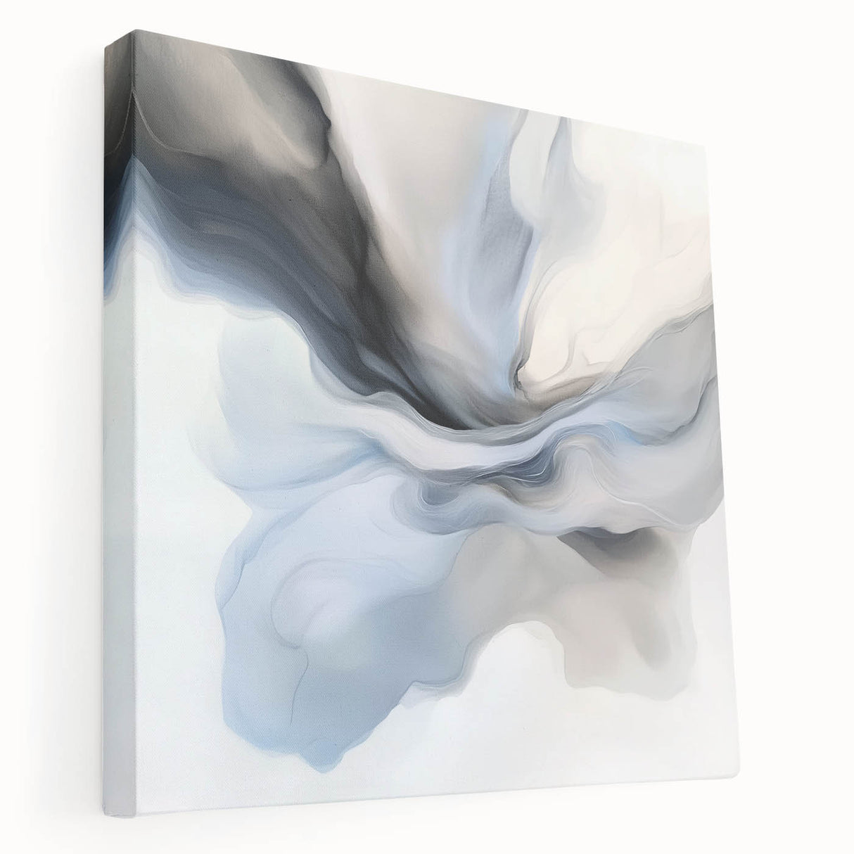 Minimalist Abstract Wall Art – Cloud Bloom in Gray, Blue & White