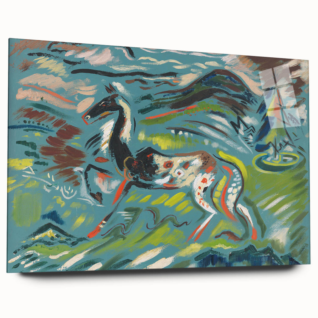Expressionist Art - Vibrant Abstract Horse in Dynamic Landscape