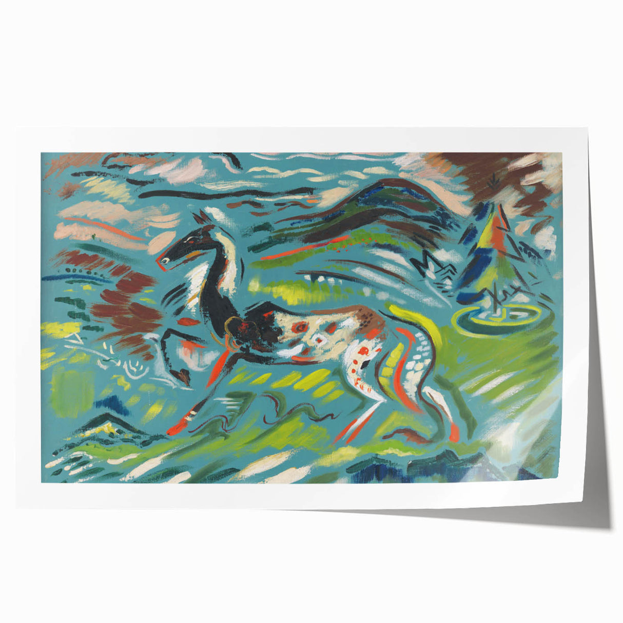 Expressionist Art - Vibrant Abstract Horse in Dynamic Landscape