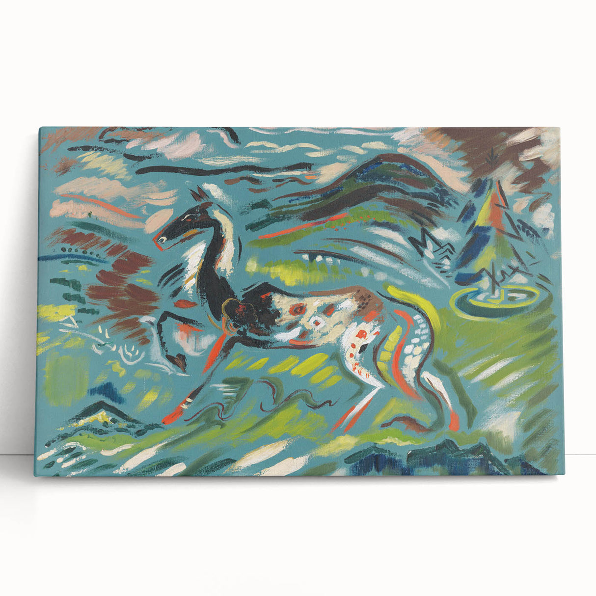 Expressionist Art - Vibrant Abstract Horse in Dynamic Landscape