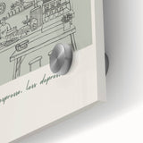 Large abstract wall art featuring mid-century modernist design in vibrant colors on acrylic glass.