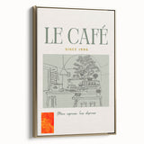 Framed canvas featuring a vintage poster art of a black and gold landscape, ideal for bedroom wall art.