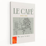 A large stretched canvas featuring a colorful illustration of various fruits and beverages, ideal for kitchen wall art.