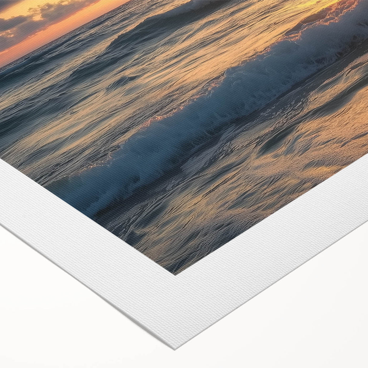 Stunning rolled canvas print showcasing a vibrant beach landscape with soft waves and clear skies, intricately designed for home decor display. Perfect for beach lovers.