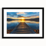 Black landscape bridge frame with a white mat, showcasing a minimalist front view design ideal for modern decor. Perfect for displaying artwork or photography.