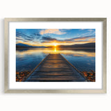 Silver landscape bridge frame with mat, showcasing elegant design perfect for home decor, highlighting the intricate details and stylish finish. Ideal for art enthusiasts and modern interiors.