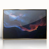 Framed acrylic artwork showcasing a vibrant landscape of canyons in rich gold tones, ideal for enhancing modern home decor and art collections.