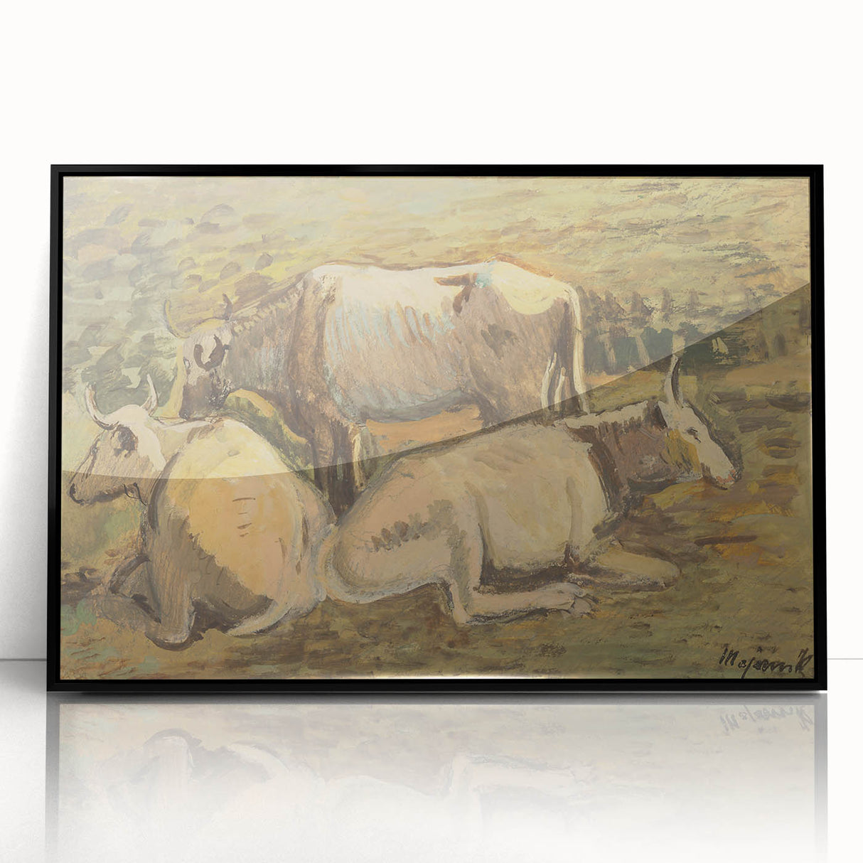 Pastoral Cows Modern Wall Art - Tranquil Contemporary Decor for Living Rooms