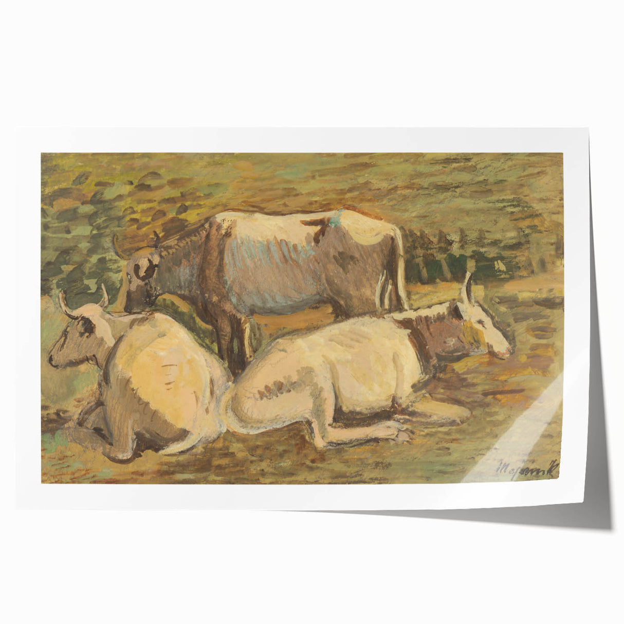 Pastoral Cows Modern Wall Art - Tranquil Contemporary Decor for Living Rooms