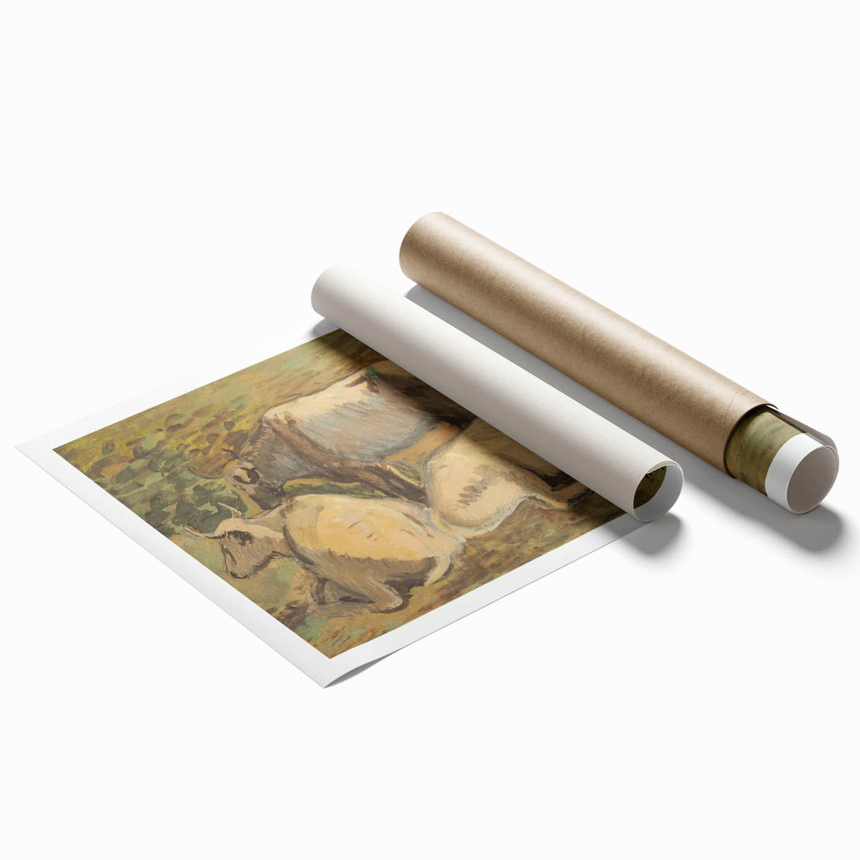 Pastoral Cows Modern Wall Art - Tranquil Contemporary Decor for Living Rooms