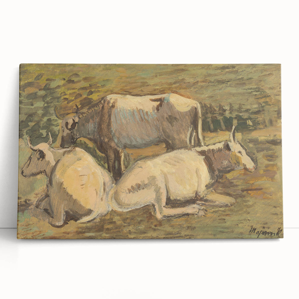 Pastoral Cows Modern Wall Art - Tranquil Contemporary Decor for Living Rooms
