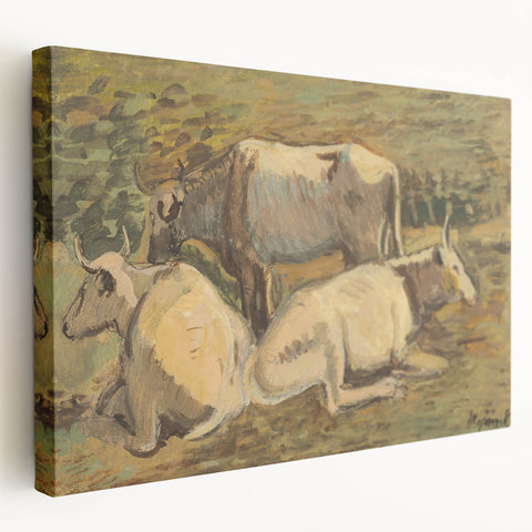Pastoral Cows Modern Wall Art - Tranquil Contemporary Decor for Living Rooms
