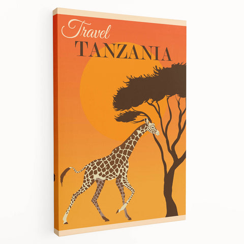 Retro Tanzania Travel Poster - Vintage Safari Wall Art