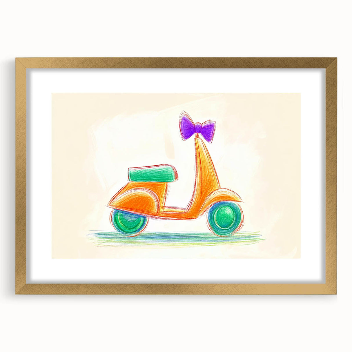 Boys Room Wall Art - Hand-Drawn Scooter Kids Wall Art Prints
