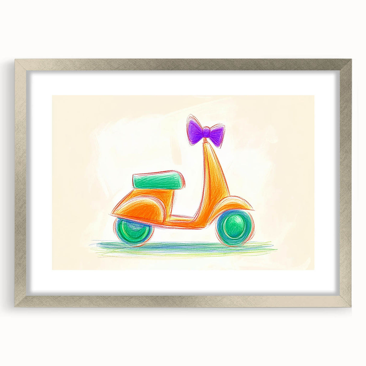 Boys Room Wall Art - Hand-Drawn Scooter Kids Wall Art Prints