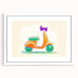 Boys Room Wall Art - Hand-Drawn Scooter Kids Wall Art Prints