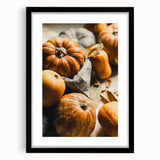 Extra large abstract art print featuring a colorful, textured depiction of fall, framed in black.