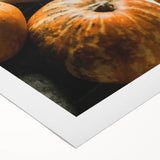 Art deco poster featuring an autumnal scene in muted orange and brown tones on rolled canvas, suitable for dining room decor.