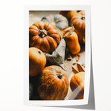 Extra large rolled print of autumnal floral art in warm orange and brown tones.