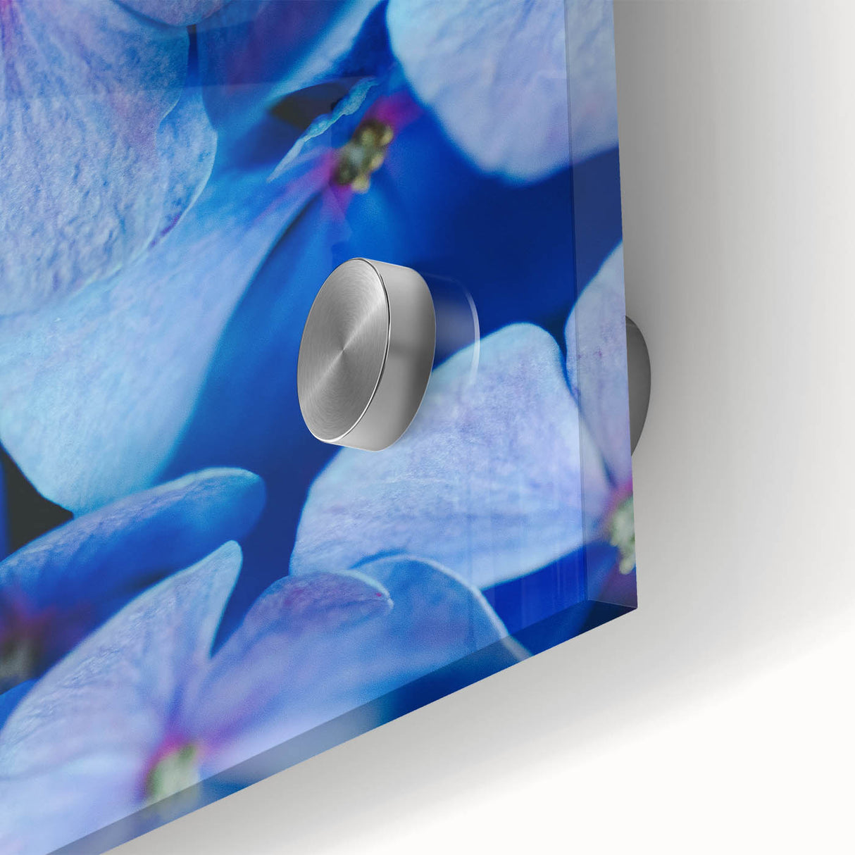 Large abstract wall art depicting spring themes in pastel shades on acrylic glass, suitable for dining room decor.