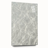 Large abstract wall art on acrylic glass featuring swirls of blue and white, ideal for modern bedroom or dining room decor.