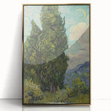 Acrylic print of Van Gogh's art in gold frame, featuring vibrant colors and impressionist style.