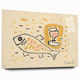 Modern Wall Art: Abstract Still Life with Fish and Wine Glass Design