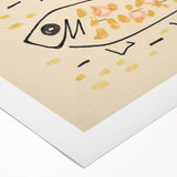 Modern Wall Art: Abstract Still Life with Fish and Wine Glass Design