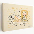 Modern Wall Art: Abstract Still Life with Fish and Wine Glass Design