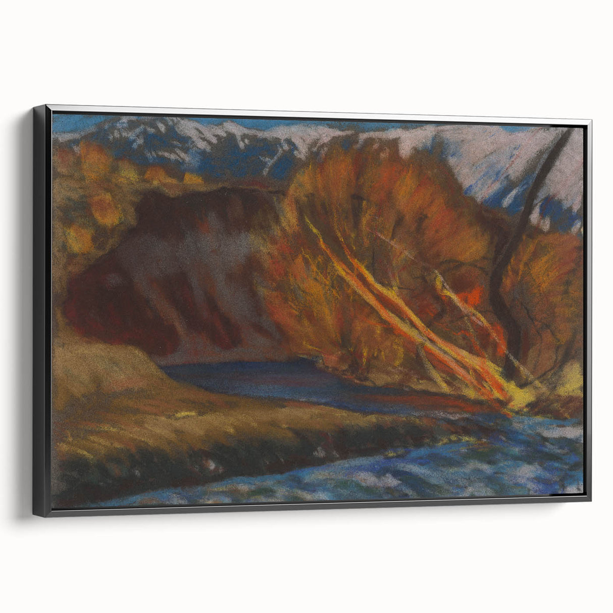 Modern Wall Art: Autumn River Valley with Vibrant Seasonal Colors
