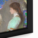 Modern Wall Art: Portrait with Vibrant Floral Surroundings in Soft Hues