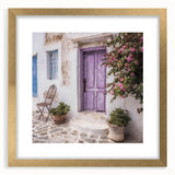 Extra large abstract art print featuring a textured depiction of a Greek door, set in a gold frame with mat.